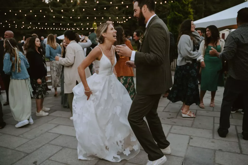 happy couple dancing on our stone patio | luxury wedding venues in california
